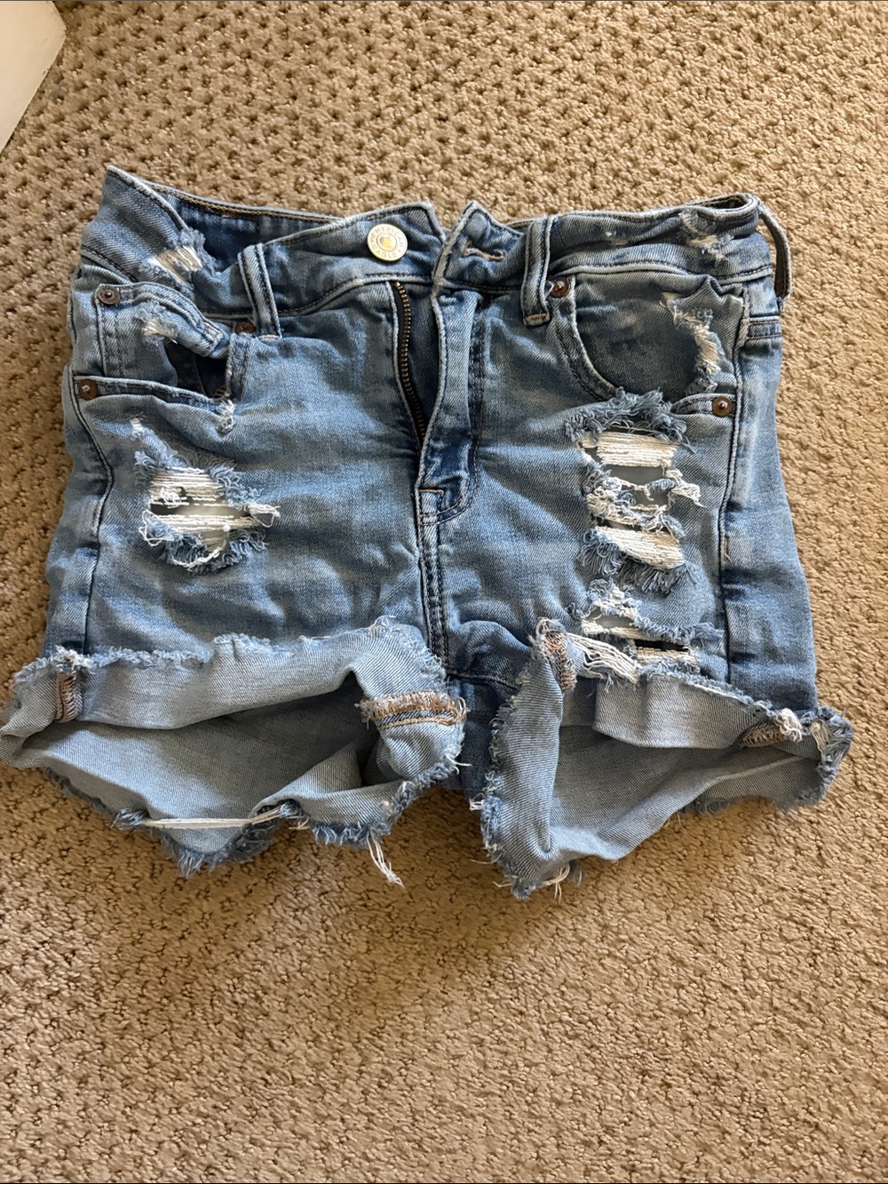 American Eagle Outfitters Ripped Light Blue Denim Shorts
